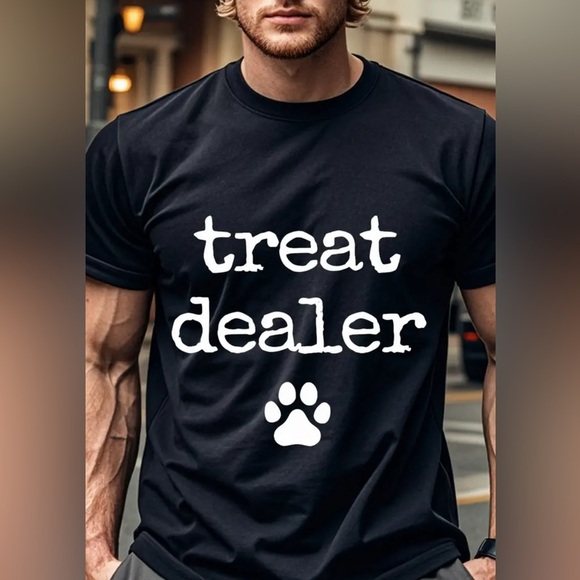 TREAT DEALER Dog Or Cat‎ Lover 100% Cotton Black Funny Tee T-Shirt Men’s Sz XXL - Picture 5 of 9